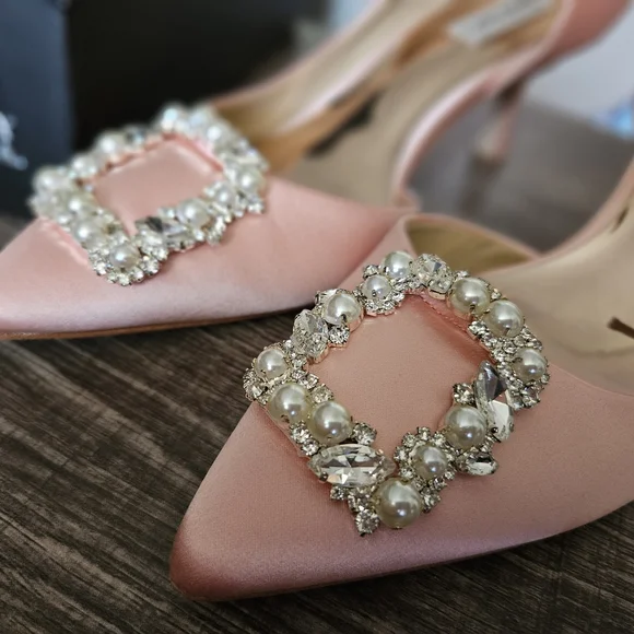 Badgley Mischka Pink Embellished Women's Shoes Sz 9 - Picture 3 of 8